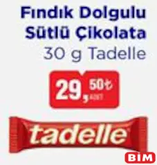 TADELLE FINDIK DOLGULU SÜTLÜ ÇİKOLATA 30 G